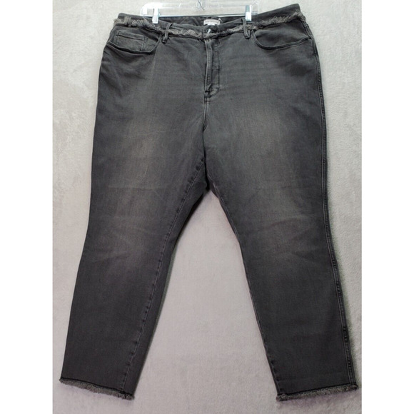 Good American Curve Cropped Jeans Womens Size 24W‎ Gray Denim Cotton Skinny Leg - Picture 1 of 11